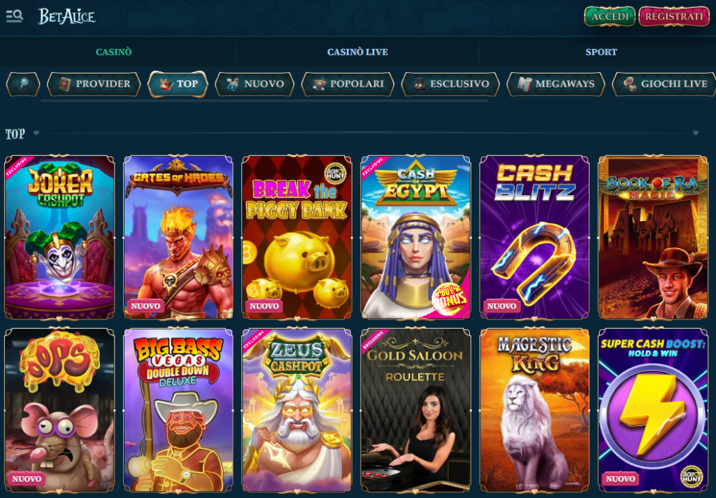 BetAlice Casino Giochi Online
