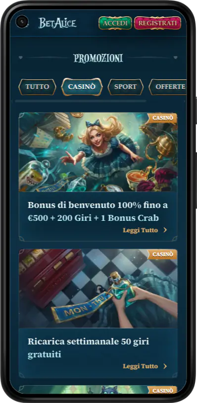 Bonus per le app mobili BetAlice Casino