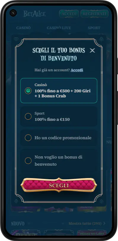 BetAlice Casino Mobile App Login
