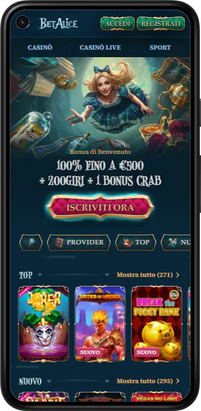 BetAlice Casino Mobile App Login